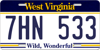 WV license plate 7HN533