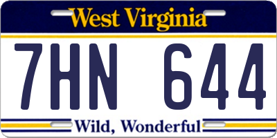 WV license plate 7HN644