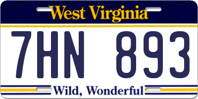 WV license plate 7HN893