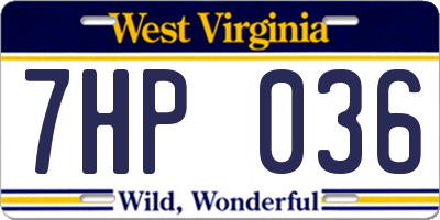 WV license plate 7HP036