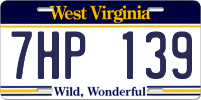 WV license plate 7HP139