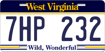 WV license plate 7HP232