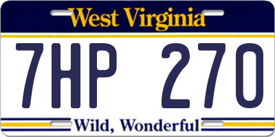 WV license plate 7HP270