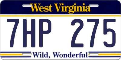 WV license plate 7HP275