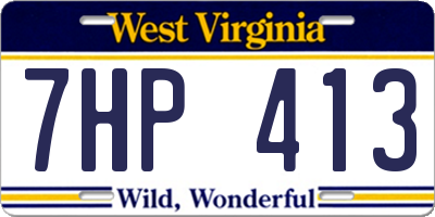 WV license plate 7HP413