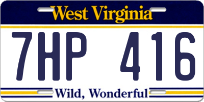 WV license plate 7HP416