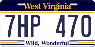 WV license plate 7HP470