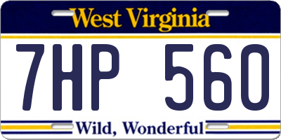 WV license plate 7HP560