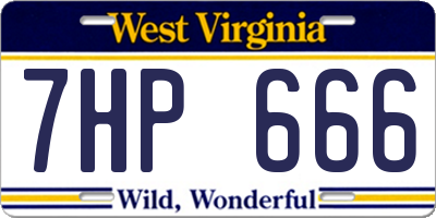 WV license plate 7HP666
