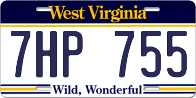 WV license plate 7HP755