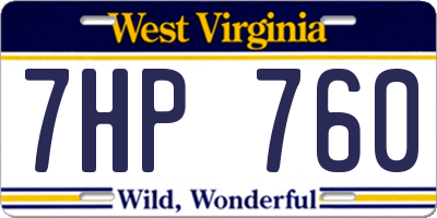 WV license plate 7HP760