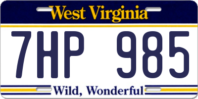 WV license plate 7HP985