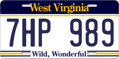 WV license plate 7HP989