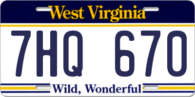 WV license plate 7HQ670