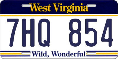 WV license plate 7HQ854