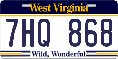 WV license plate 7HQ868