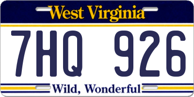 WV license plate 7HQ926