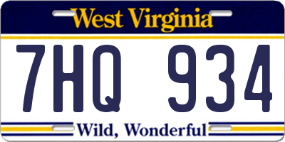 WV license plate 7HQ934