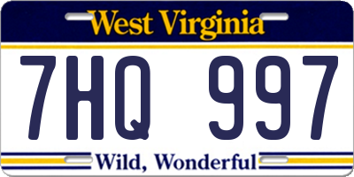 WV license plate 7HQ997
