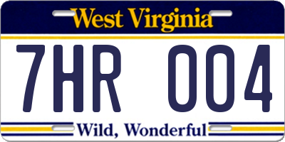 WV license plate 7HR004