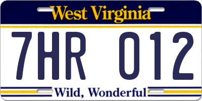 WV license plate 7HR012