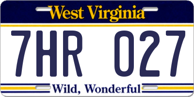 WV license plate 7HR027