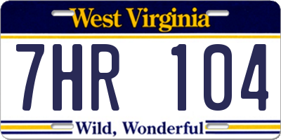 WV license plate 7HR104