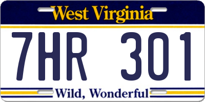 WV license plate 7HR301