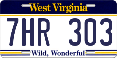 WV license plate 7HR303