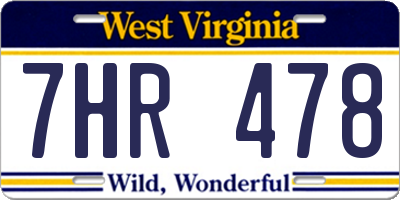 WV license plate 7HR478