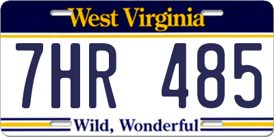 WV license plate 7HR485