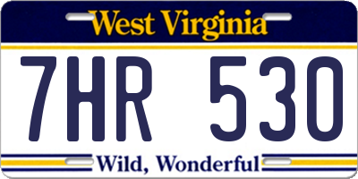 WV license plate 7HR530