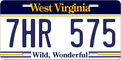 WV license plate 7HR575