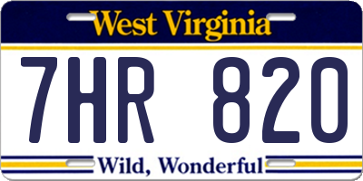 WV license plate 7HR820