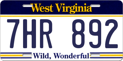 WV license plate 7HR892