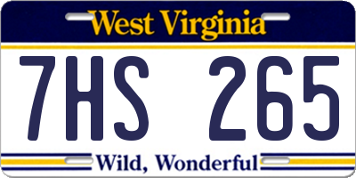 WV license plate 7HS265