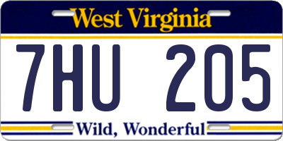 WV license plate 7HU205