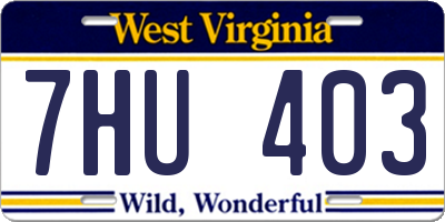 WV license plate 7HU403