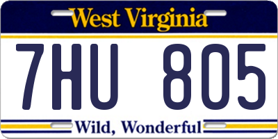 WV license plate 7HU805
