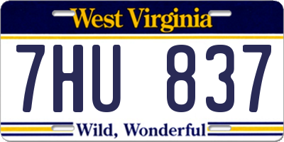 WV license plate 7HU837