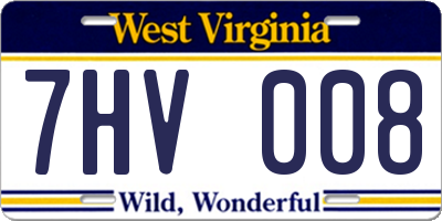 WV license plate 7HV008