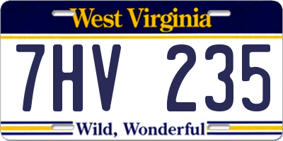 WV license plate 7HV235