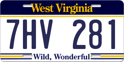 WV license plate 7HV281