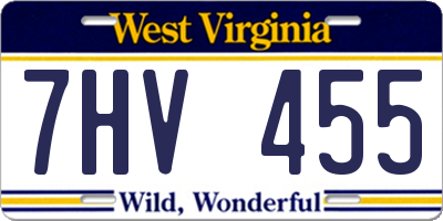 WV license plate 7HV455