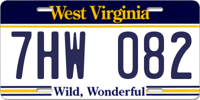 WV license plate 7HW082