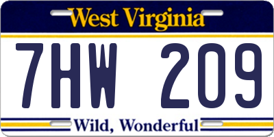 WV license plate 7HW209