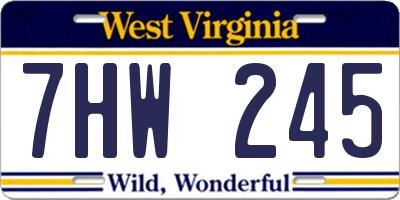 WV license plate 7HW245