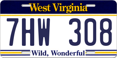 WV license plate 7HW308