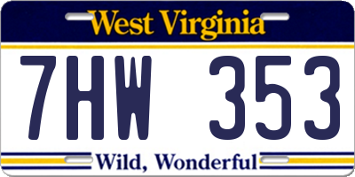 WV license plate 7HW353