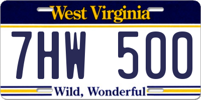 WV license plate 7HW500